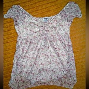Y2K Floral Mesh RSQ Babydoll Top